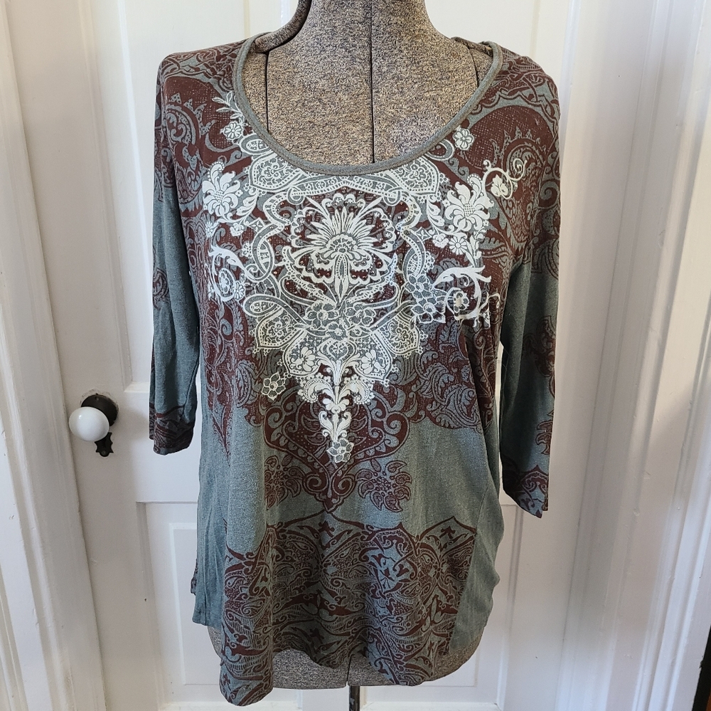 Y2K Green 3/4 Sleeve Top
